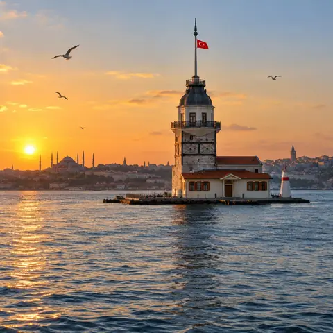 Kız Kulesi'nin yapay zekâ ile üretilmiş fotoğrafı
